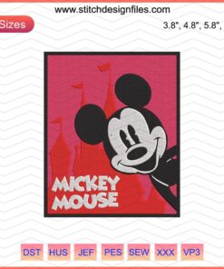 Disney Mickey Poster Embroidery Designs File featuring vibrant Mickey Mouse machine embroidery patterns. Embroidery digital download.
