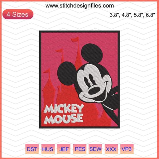 Disney Mickey Poster Embroidery Designs File featuring vibrant Mickey Mouse machine embroidery patterns. Embroidery digital download.