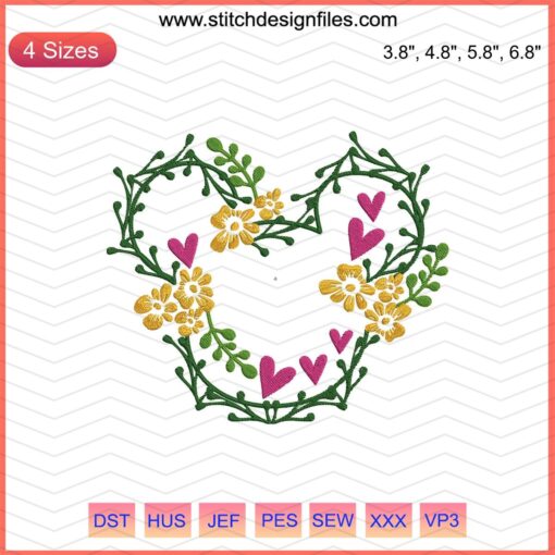 Colorful Mickey Mouse flower head embroidery design, digital Disney embroidery file, machine embroidery patterns.