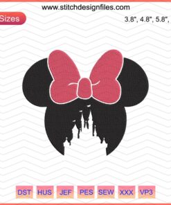 Minnie Castle Head Embroidery Designs File, Disney Mickey Machine Embroidery, DIY Needlework, Instant Download, Digital Design