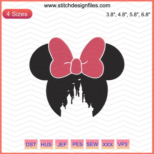 Minnie Castle Head Embroidery Designs File, Disney Mickey Machine Embroidery, DIY Needlework, Instant Download, Digital Design
