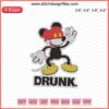 "Mickey Drunk Embroidery Design: Disney Mickey Mouse machine embroidery file, fun cartoon character motif for DIY crafting"