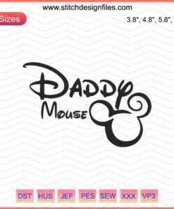 Disney Daddy Mouse Mickey Embroidery Design File, Machine-compatible, Vibrant Cartoon, Instant Download, Kids Craft, DIY.
