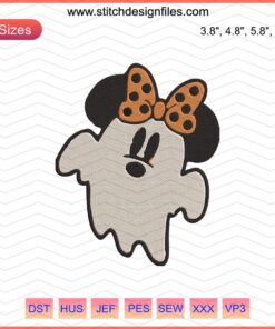 Cute Minnie Ghost Embroidery Design, Disney Mickey Machine Embroidery Files, Halloween Embroidery Patterns, Digital Download