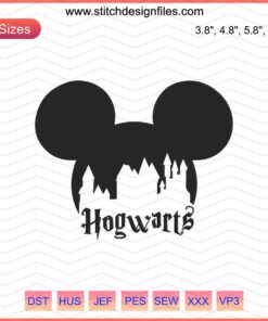 Mickey Mouse Hogwarts Embroidery Design, Disney Machine Embroidery, Magic School Emblem, Instant Download, Stitch File
