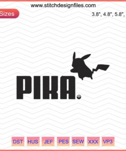 Pika Puma embroidery logo design file for machine, vibrant Puma patterns, digital embroidery download, Pika themed sewing art.