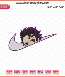 Nike Kamado Tanjiro Head Embroidery Design File, Nike Embroidery, Anime Design, Machine Embroidery, Sporty Anime Patch
