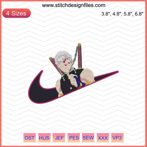 Nike x Tengen Uzui Embroidery Designs File, intricate Nike-themed embroidery featuring Tengen Uzui patterns, machine embroidery designs.