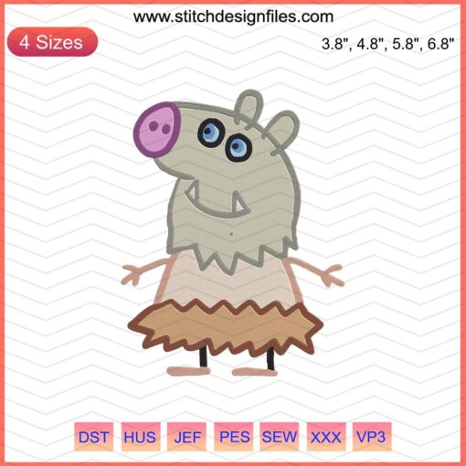 Peppa Pig Inosuke Hashibira Mashup Embroidery Design, Kimetsu no Yaiba Theme, for Machine Embroidery Lovers.
