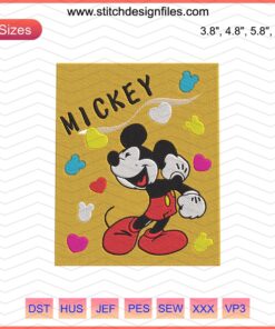Disney Mickey Heart Embroidery Designs File - Mickey Machine Embroidery Patterns Digital Poster
