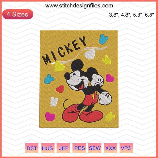 Disney Mickey Heart Embroidery Designs File - Mickey Machine Embroidery Patterns Digital Poster
