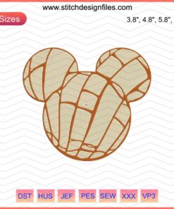 Mickey Mouse Pan Dulce Concha Embroidery Design, Disney Machine Embroidery File, Cute Bakery-Themed Mickey Pattern.