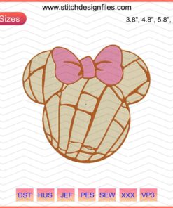 Minnie Mouse Pan Dulce Concha Embroidery Design File, Disney Mickey Machine Embroidery Design for DIY Projects