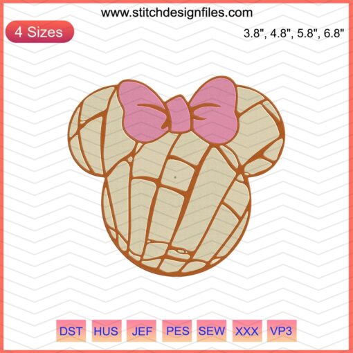 Minnie Mouse Pan Dulce Concha Embroidery Design File, Disney Mickey Machine Embroidery Design for DIY Projects