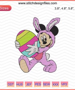 Mickey Easter Gift Embroidery Designs File, Disney Mickey Bunny Machine Embroidery, Festive Disney Stitch Patterns