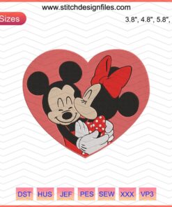Mickey and Minnie Valentine Embroidery Design, Disney Machine Embroidery Patterns, Love Theme Characters