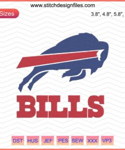 Bills Buffalo Logo Embroidery Design File for Machine Embroidery, Detailed Bills Buffalo Design, Buffalo Bills Logo Embroidery Pattern