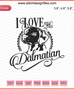 Dalmatian Embroidery Design File, Dog Machine Embroidery Love Pattern, Pet-Themed Decorative Stitching Design