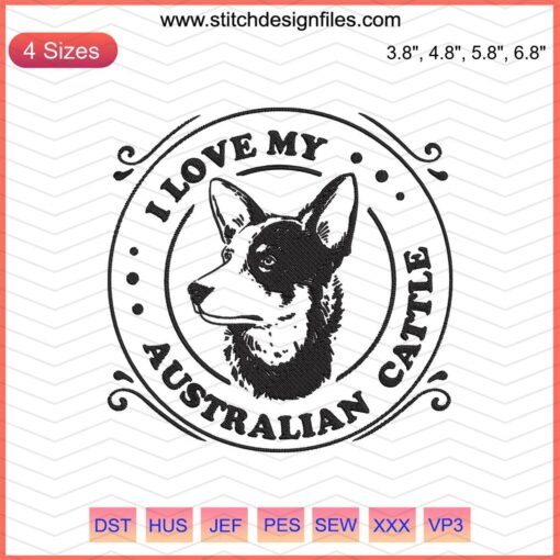 Australian Cattle Dog Machine Embroidery Design File, Perfect for Pet Lovers, Dog Breed Embroidery Patterns, Instant Digital Download