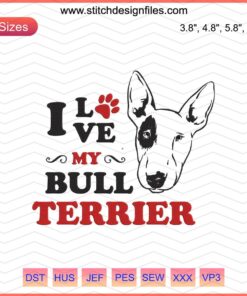 Bull Terrier Embroidery Designs Digital File, Dog Machine Embroidery for DIY Projects, Bull Terrier Pattern Download