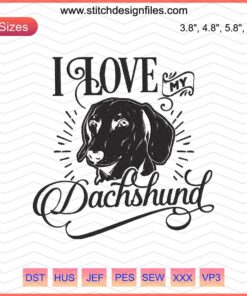 Dachshund Machine Embroidery Designs File - Adorable Dog Patterns for Crafting, Digital Download for Embroidery Projects.