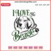 "I Love My Beagle embroidery file, featuring detailed dog machine embroidery designs for beagle enthusiasts."