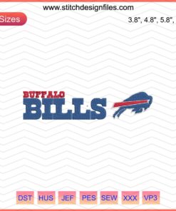 Buffalo Bills Logo Embroidery Design File, NFL Machine Embroidery, Digital Download for Sewing Machines
