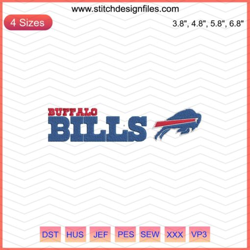 Buffalo Bills Logo Embroidery Design File, NFL Machine Embroidery, Digital Download for Sewing Machines