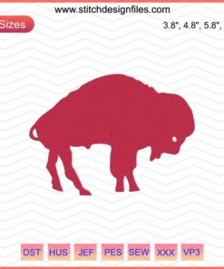 Buffalo Bills Embroidery Design File: Detailed Buffalo with Team Colors, Instant Download for Machine Embroidery, Sports-Lovers Craft