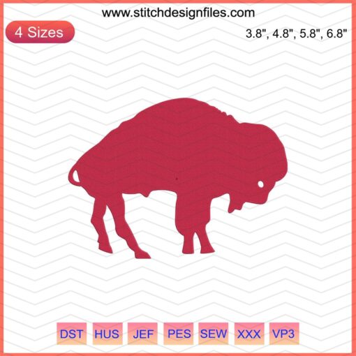 Buffalo Bills Embroidery Design File: Detailed Buffalo with Team Colors, Instant Download for Machine Embroidery, Sports-Lovers Craft