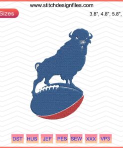 Buffalo with Football Embroidery Design File, Bills Buffalo Embroidery for Machine embroidery, NFL Team Designs.