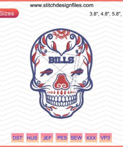 Skull Buffalo Bills Embroidery Designs File, Bills Buffalo Machine Embroidery, Skull Logo, NFL Buffalo Bills Pattern