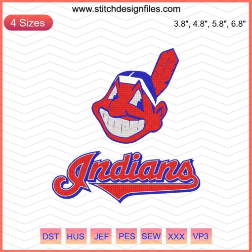 Cleveland Andians Logo Embroidery Designs - Machine Embroidery Pattern for Apparel, Hats, and Accessories.