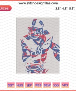 Buffalo Bills player embroidery design file, machine embroidery pattern, NFL team, DIY sewing project.