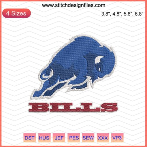 Buffalo Bills Logo Embroidery Design File, Machine Embroidery Buffalo Bills, NFL Team Embroidery Pattern