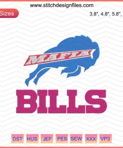 Mafia Bills Embroidery Design File: Buffalo Bills Logo, Machine Embroidery Pattern, NFL Team, Sport, Digital Download