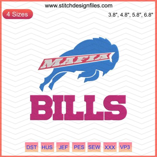 Mafia Bills Embroidery Design File: Buffalo Bills Logo, Machine Embroidery Pattern, NFL Team, Sport, Digital Download