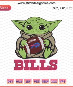 Baby Yoda Love Buffalo Bills Embroidery Design File for Bills Fans - Machine Embroidery Patterns, Instant Download