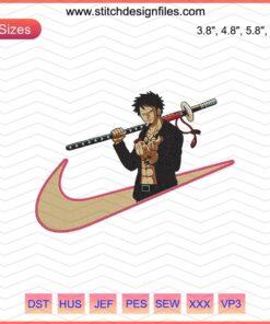 Doctor Trafalgar D. Water Law Embroidery Designs File, featuring Nike One Piece Machine Embroidery Design. Perfect for fans!