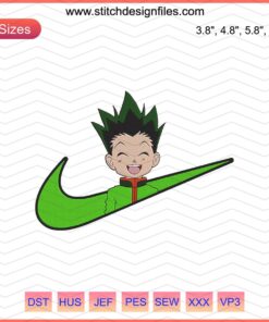 Gon Freecss Embroidery Design, Nike Hunter x Hunter Machine Patterns, Anime Sewing File, Hunter Embroidery Art