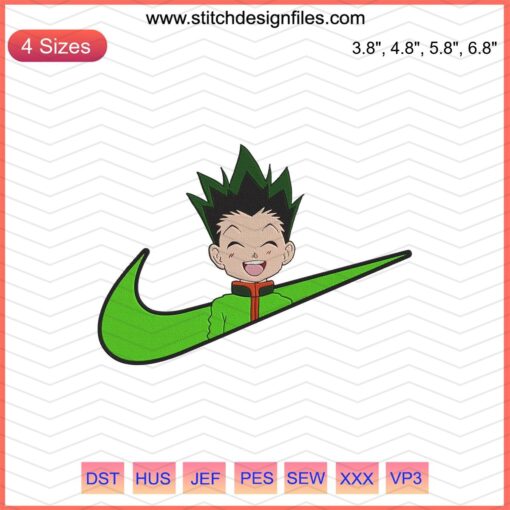 Gon Freecss Embroidery Design, Nike Hunter x Hunter Machine Patterns, Anime Sewing File, Hunter Embroidery Art