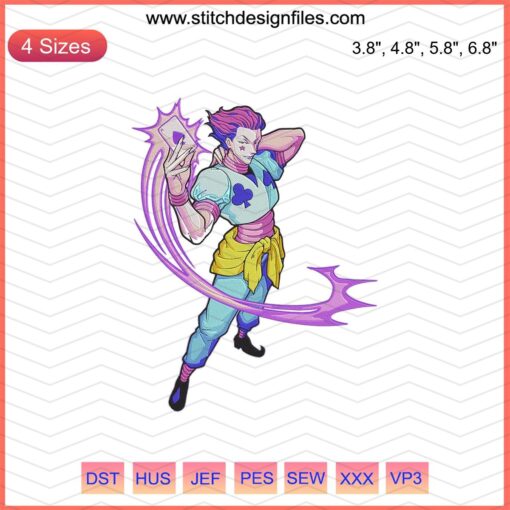 Hisoka Skill Embroidery Design, Hunter x Hunter, Machine Embroidery File, Anime Character Stitch Pattern