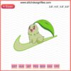 Nike x Chikorita embroidery design file, featuring a playful Pokémon-themed pattern for machine embroidery enthusiasts.