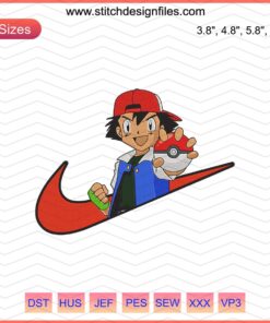 Nike x Satoshi Take Pokemon Ball Embroidery Design File: Unique Nike Pokemon Machine Embroidery Design Pattern