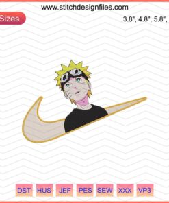 Nike Naruto Face Child Embroidery Design File, Custom Nike Naruto Machine Embroidery Pattern, Anime-Themed Embroidery Art