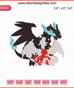 Charmander to Charizard Embroidery Designs, Pokemon Machine Files, Evolution Trio, DIY Sew Patterns for Embroidery Machines