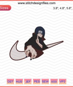Nike Uchiha Itachi Skills Embroidery File, Nike Naruto Machine Design, Anime-Inspired Embroidery Patterns, Naruto x Nike Collab