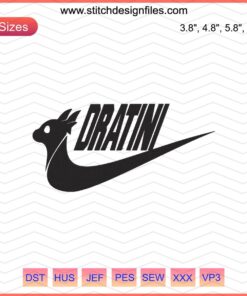Dratini Nike Embroidery Design: Pokemon x Nike Machine File, Unique Dratini Embroidery Patterns