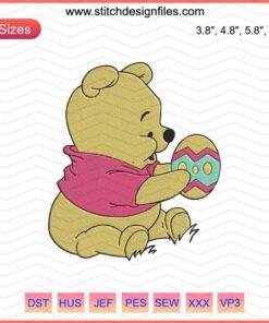 Winnie The Pooh Easter Eggs Embroidery Designs, Machine Embroidery Files featuring Pooh-themed decorative eggs.