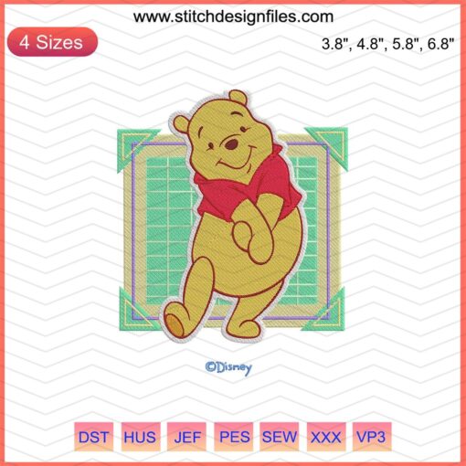 Pooh Hesitate Embroidery File: Cute Winnie The Pooh pause design for machine embroidery, perfect for DIY crafting.